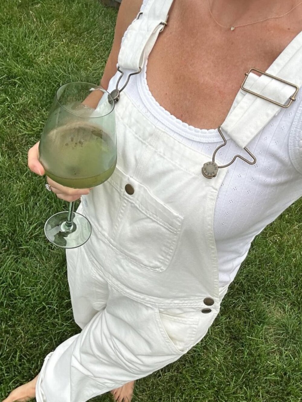Marea Ivory Denim Overalls XS